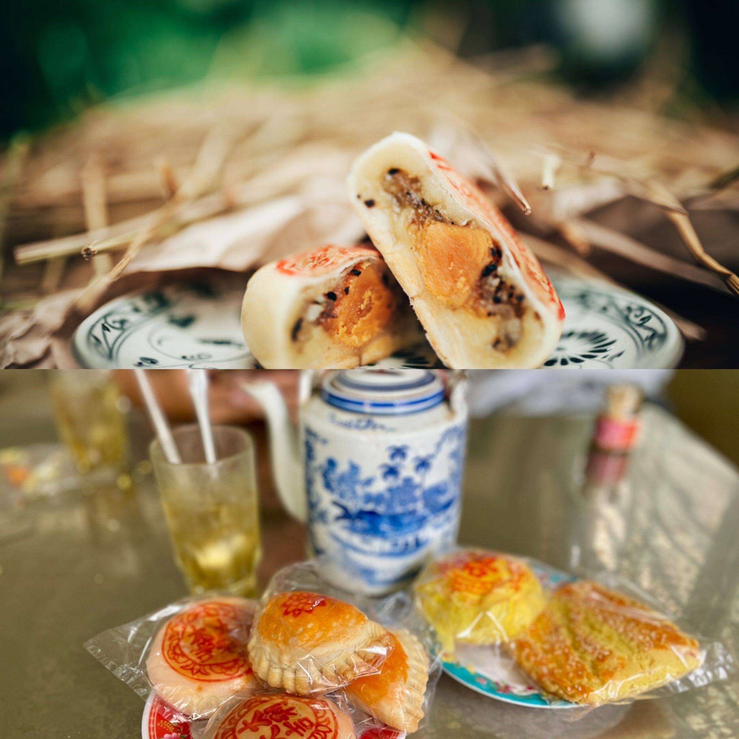 Du khách thưởng thức bánh pía Sóc Trăng cùng trà – đặc sản miền Tây Nam Bộ.