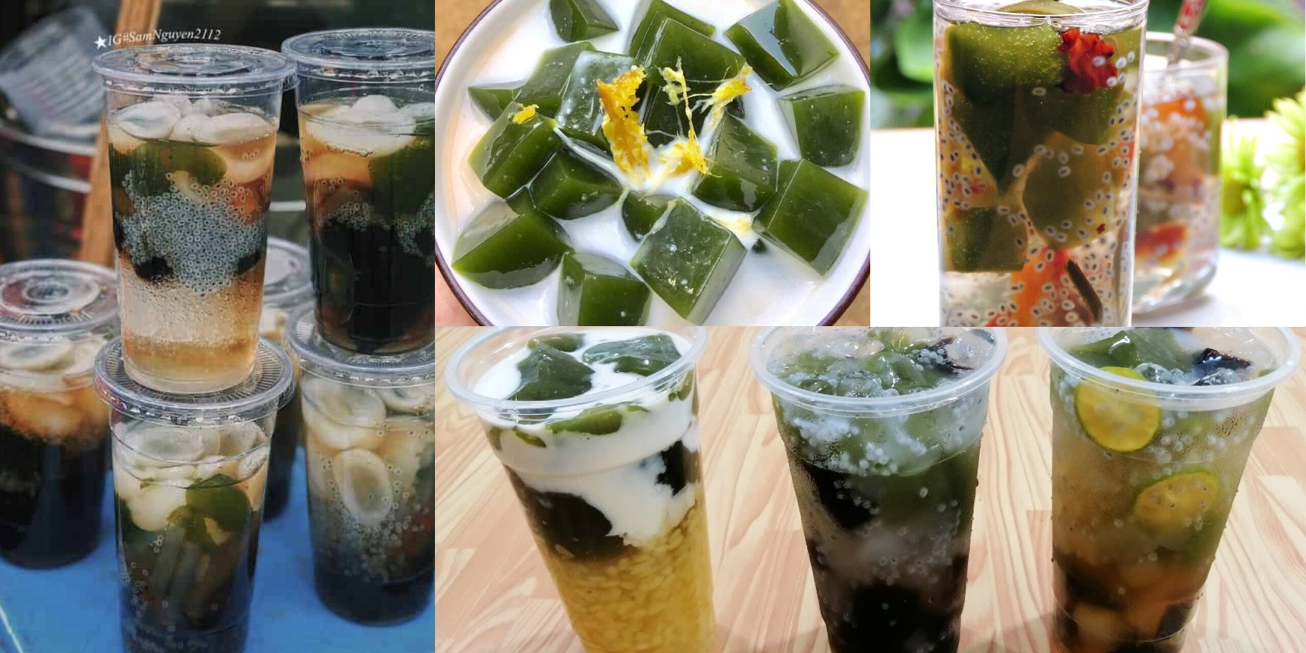 Thạch sương sâm ăn kèm hạt é ,...