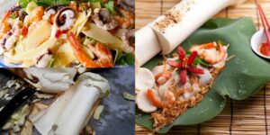 món gỏi củ hũ dừa và gỏi củ hũ dừa hải sản