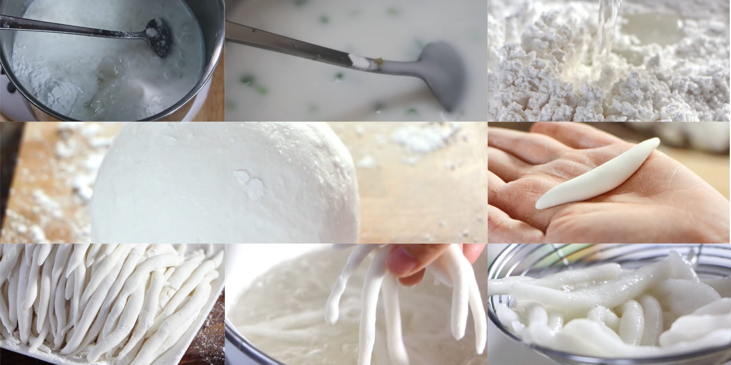 làm sợi bánh tằm và nấu nước cốt dừa