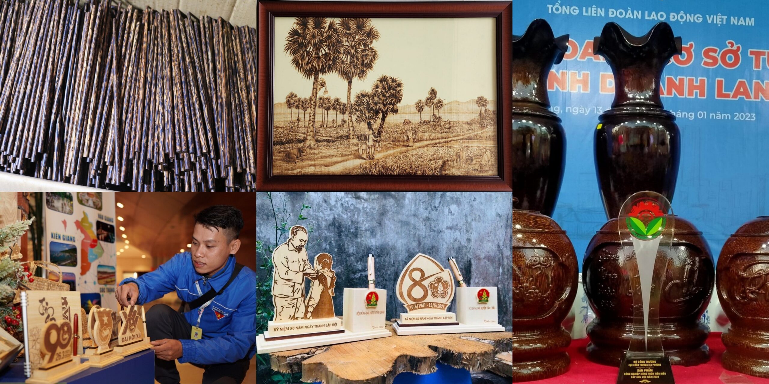 Các sản phẩm thủ công mỹ nghệ làm từ gỗ thốt nốt.