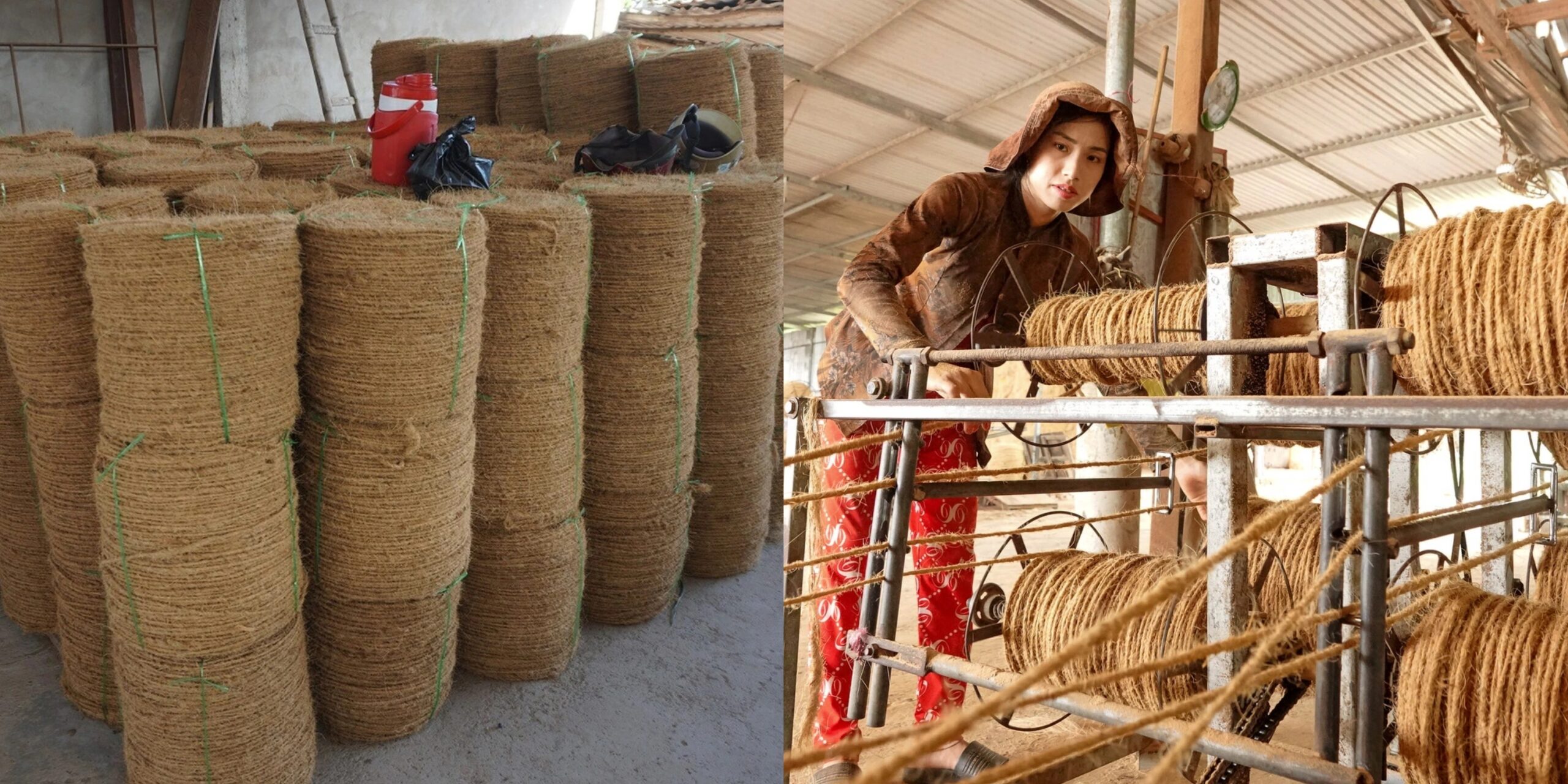 Quy trình làm chỉ xơ dừa từ vỏ dừa tại Bến Tre