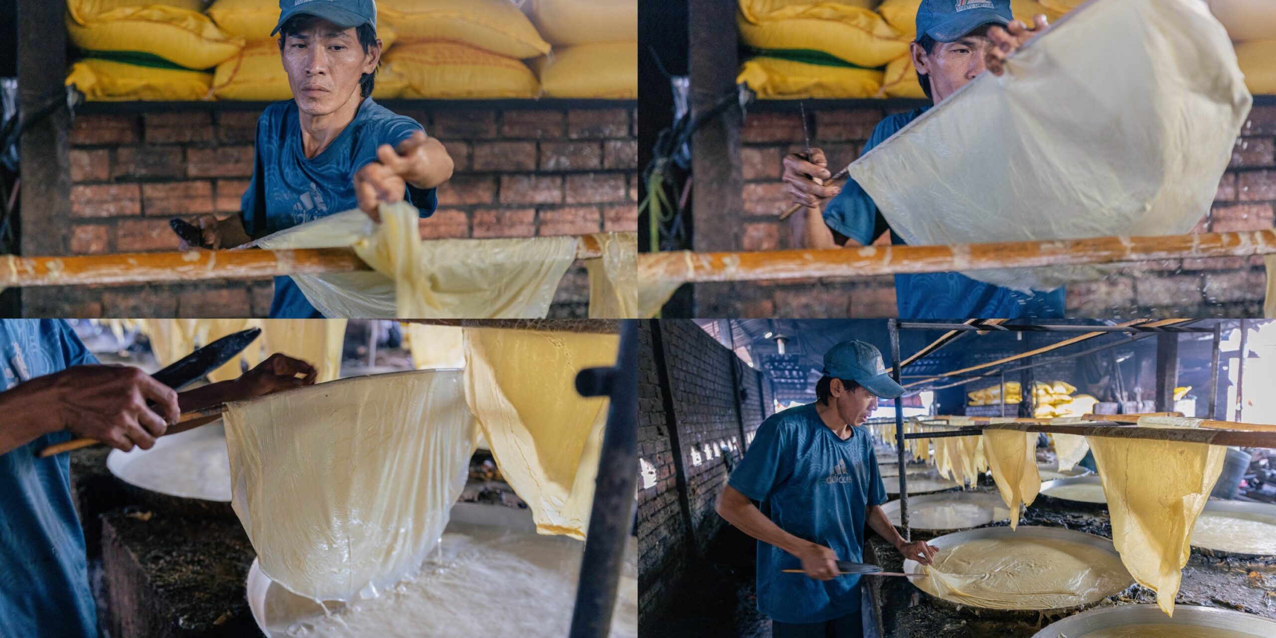 Thợ làng nghề Mỹ Hòa vớt váng tàu hủ ky