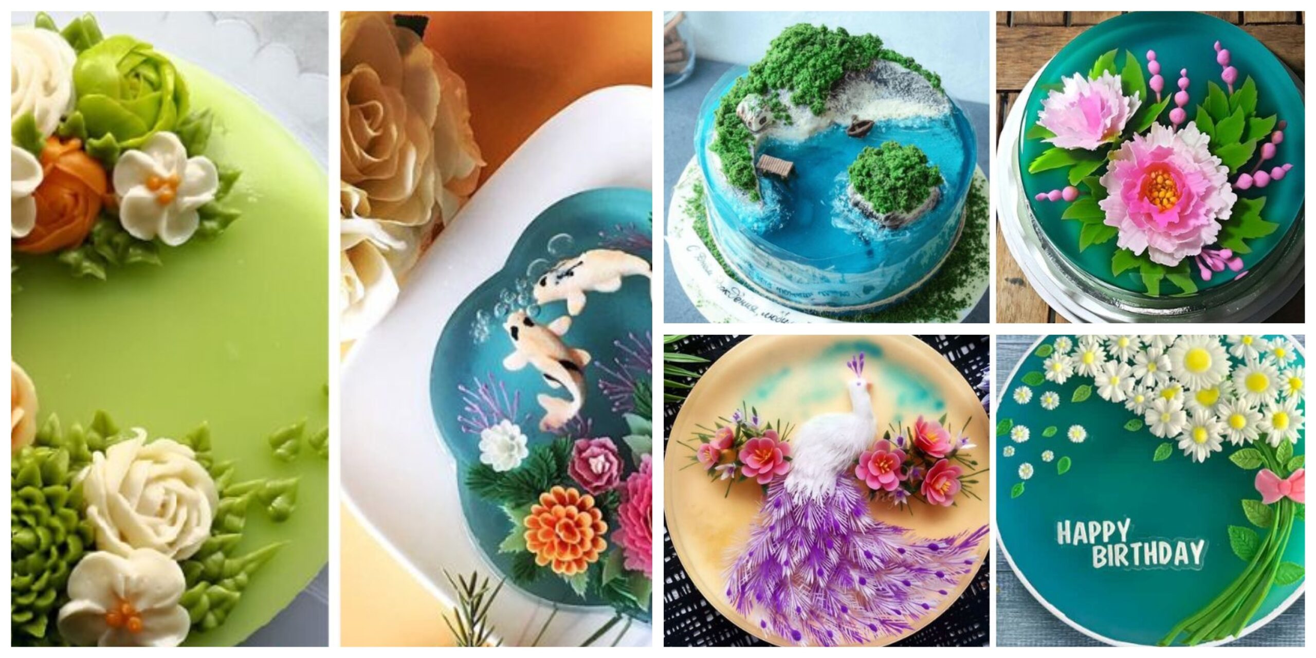 bánh sinh nhật rau câu miền Tây hoa nổi 3D