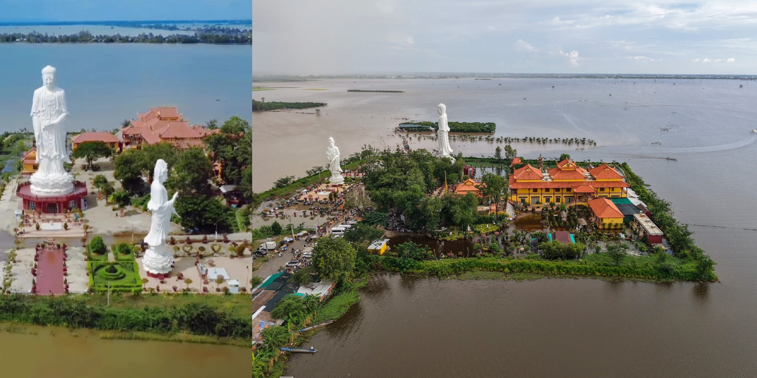 Chùa Núi Nổi An Giang giữa mùa nước nổi mênh mông