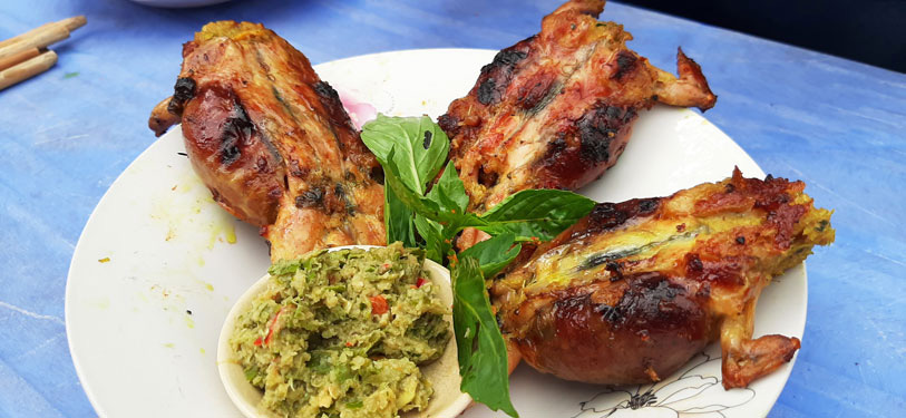 ếch nướng chấm muối sả me đặc sản Khmer miền Tây