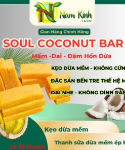 Soul Coconut Bar – Kẹo Dừa Mềm Cao Cấp | Đặc sản Bến Tre phiên bản mới, mềm – dai nhẹ – không dính răng-hộp 180gr-14-15 thanh